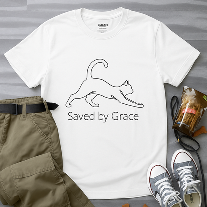 Saved By Grace Minimalist Cat T-Shirt