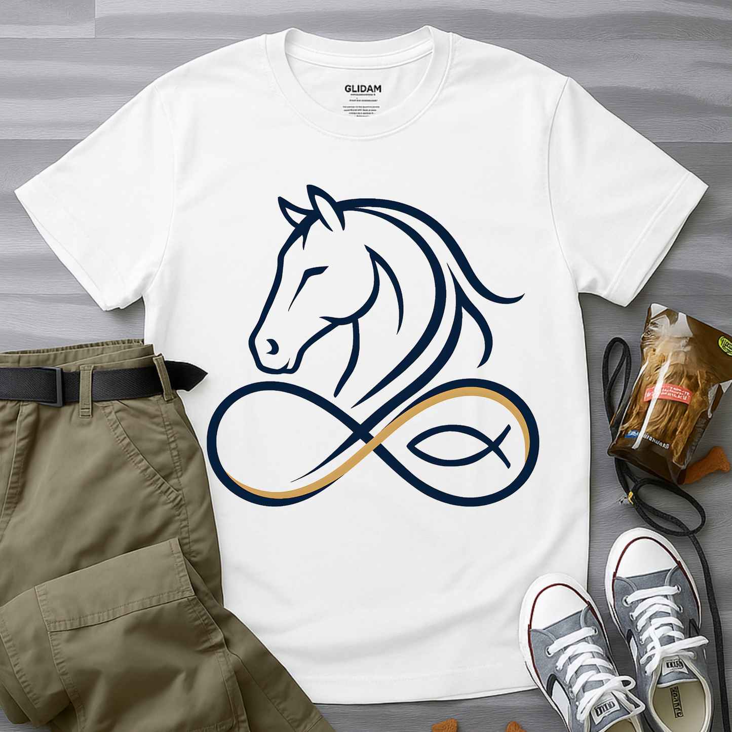 Minimal line horse head T-Shirt