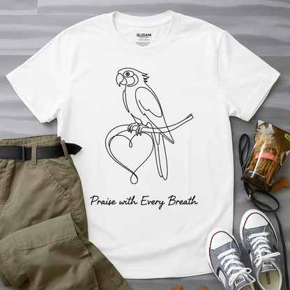 Praise With Every Breath Minimalist Parrot T-Shirt