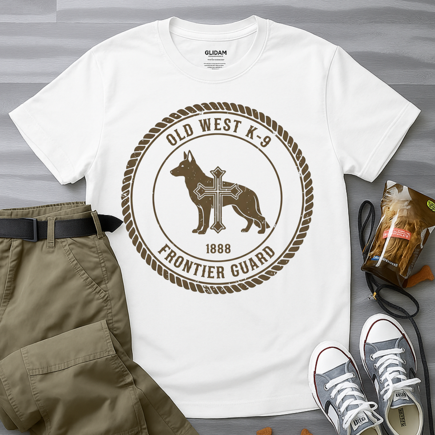 Western German Shepherd Cross – Rustic Vintage Dog T-Shirt