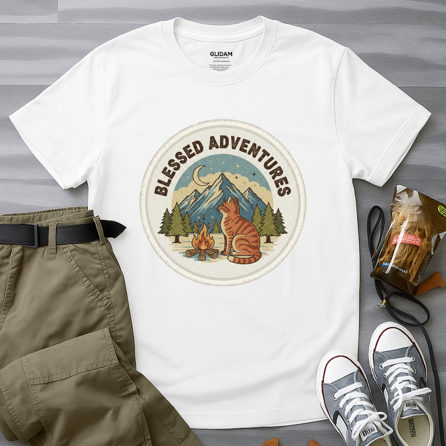 Blessed Adventure Cat Badge Dog T-Shirt