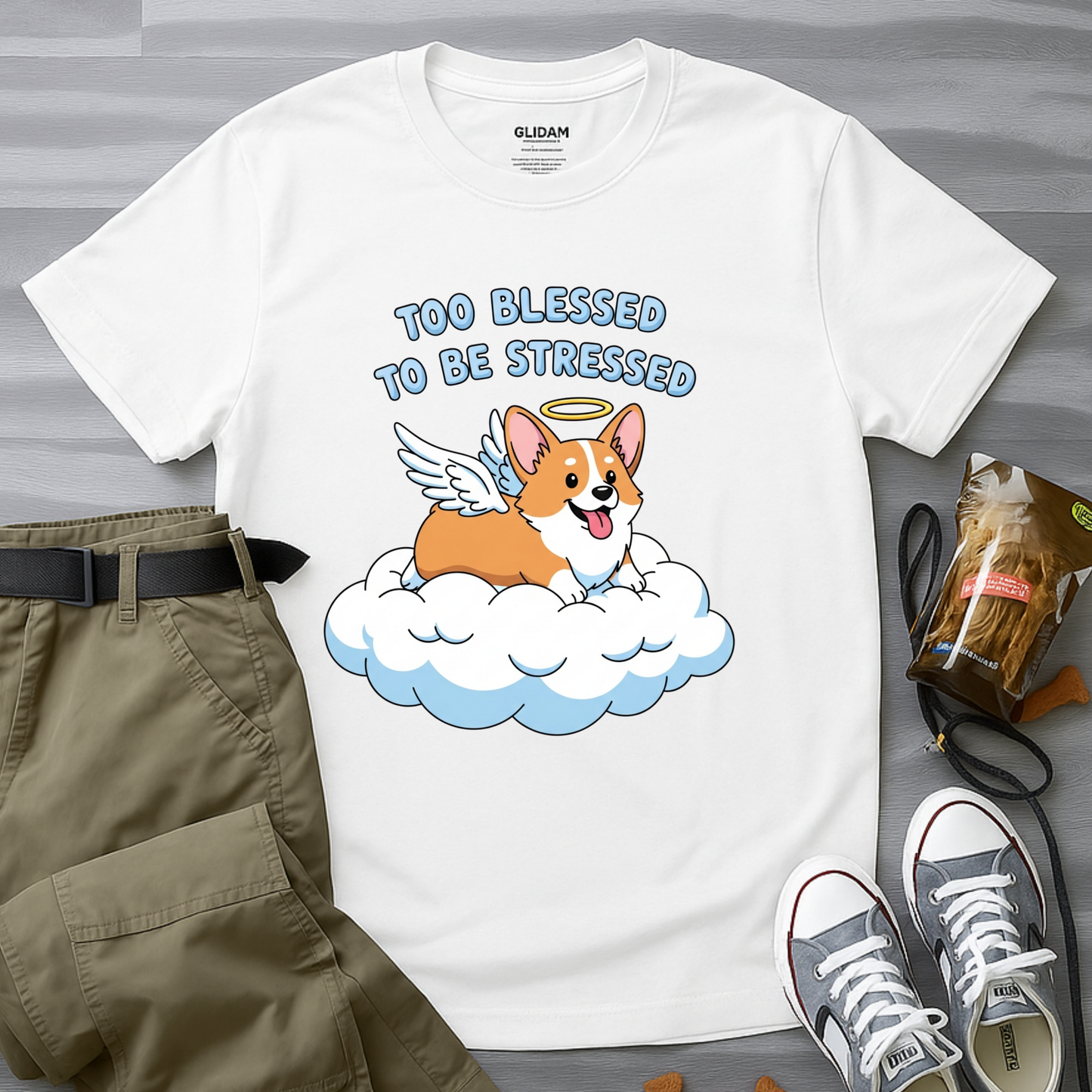 Too Blessed to Be Stressed Corgi T-Shirt