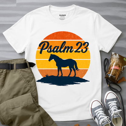 Retro western-inspired horse Psalm 23 T-Shirt