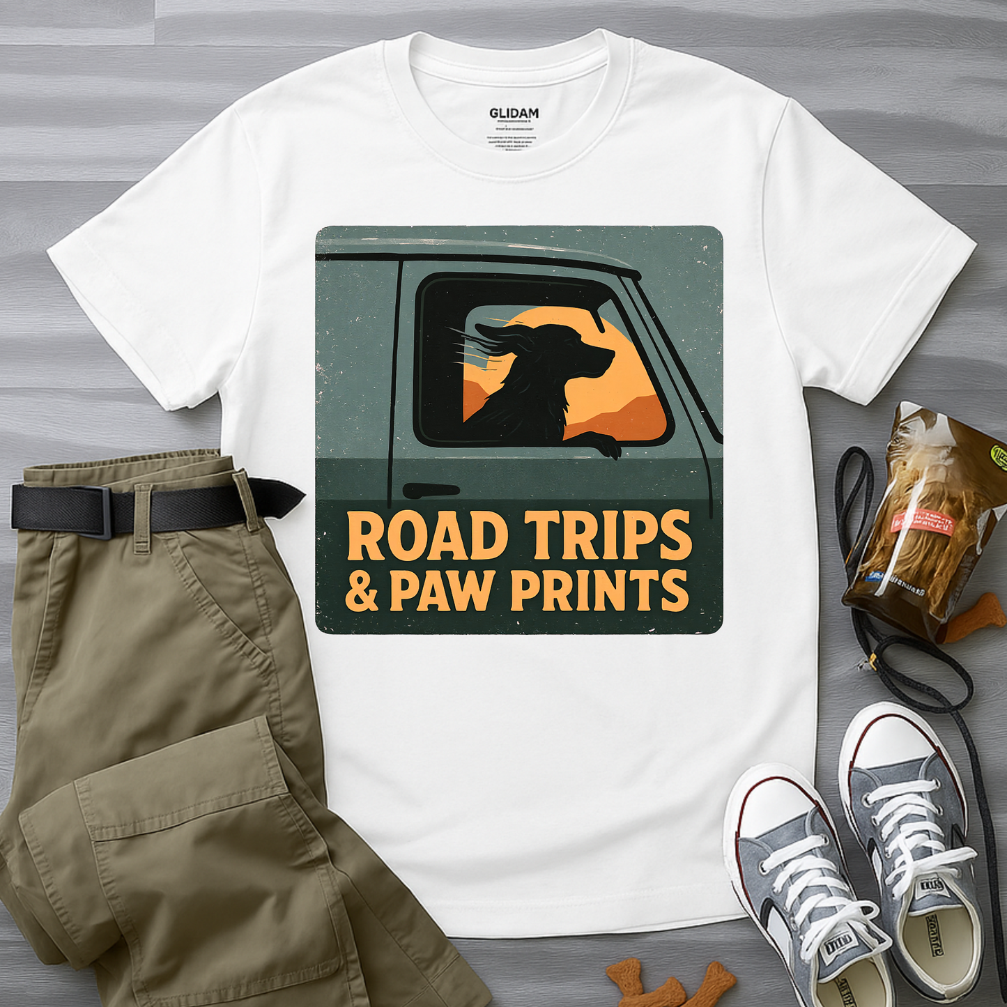 Road Trips And Paw Prints T-Shirt
